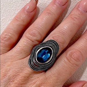 Hand made silver ring with a blue stone